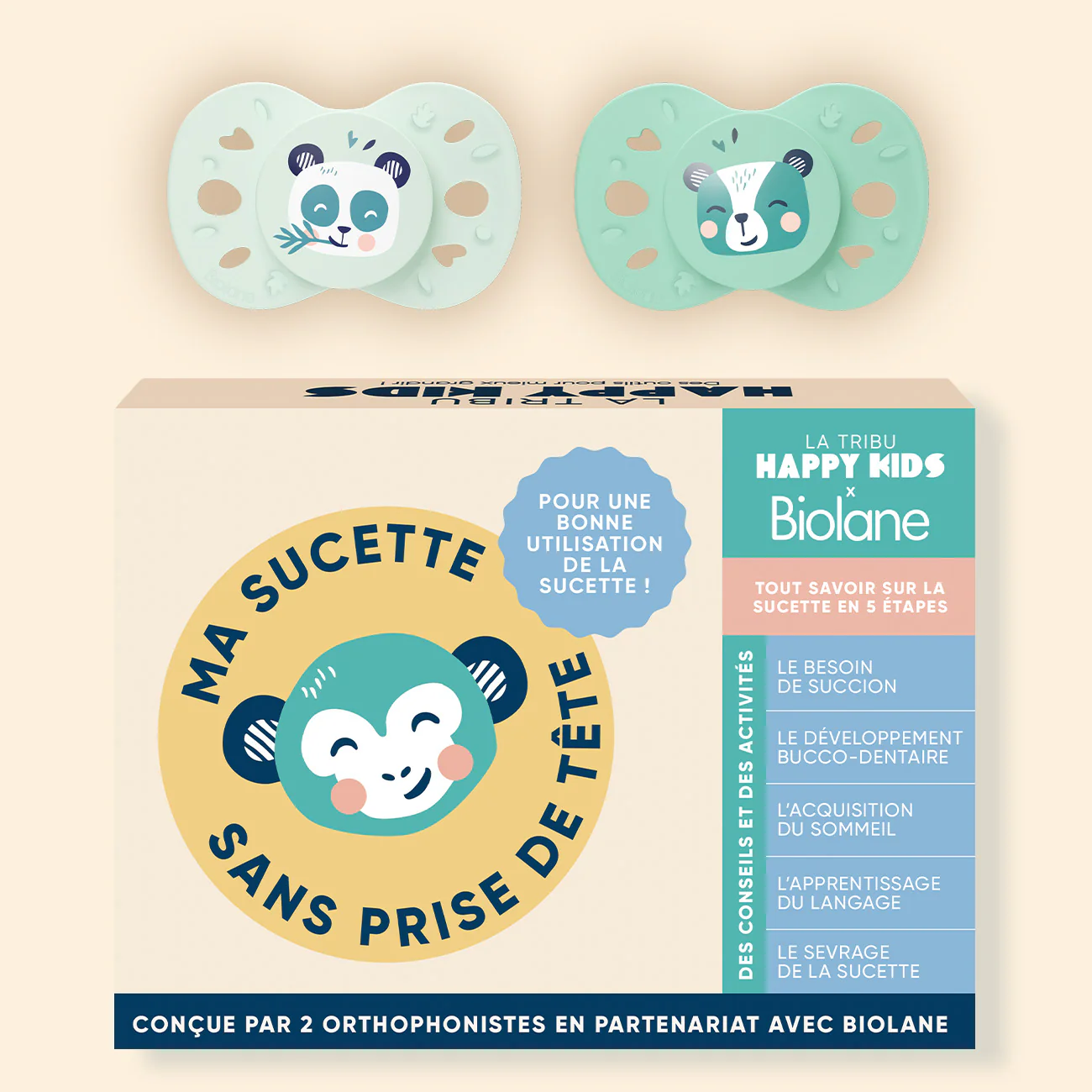 Coffret "Ma sucette sans prise de tête" + sucettes anatomiques animaux - Image 6